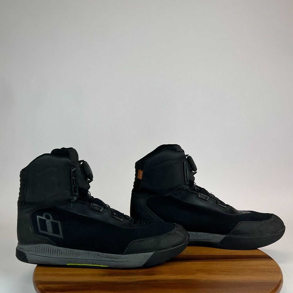 Mens Icon Overlord Vented CE Black Boa Motorcycle Riding Ankle Boots‎ Size 14 M